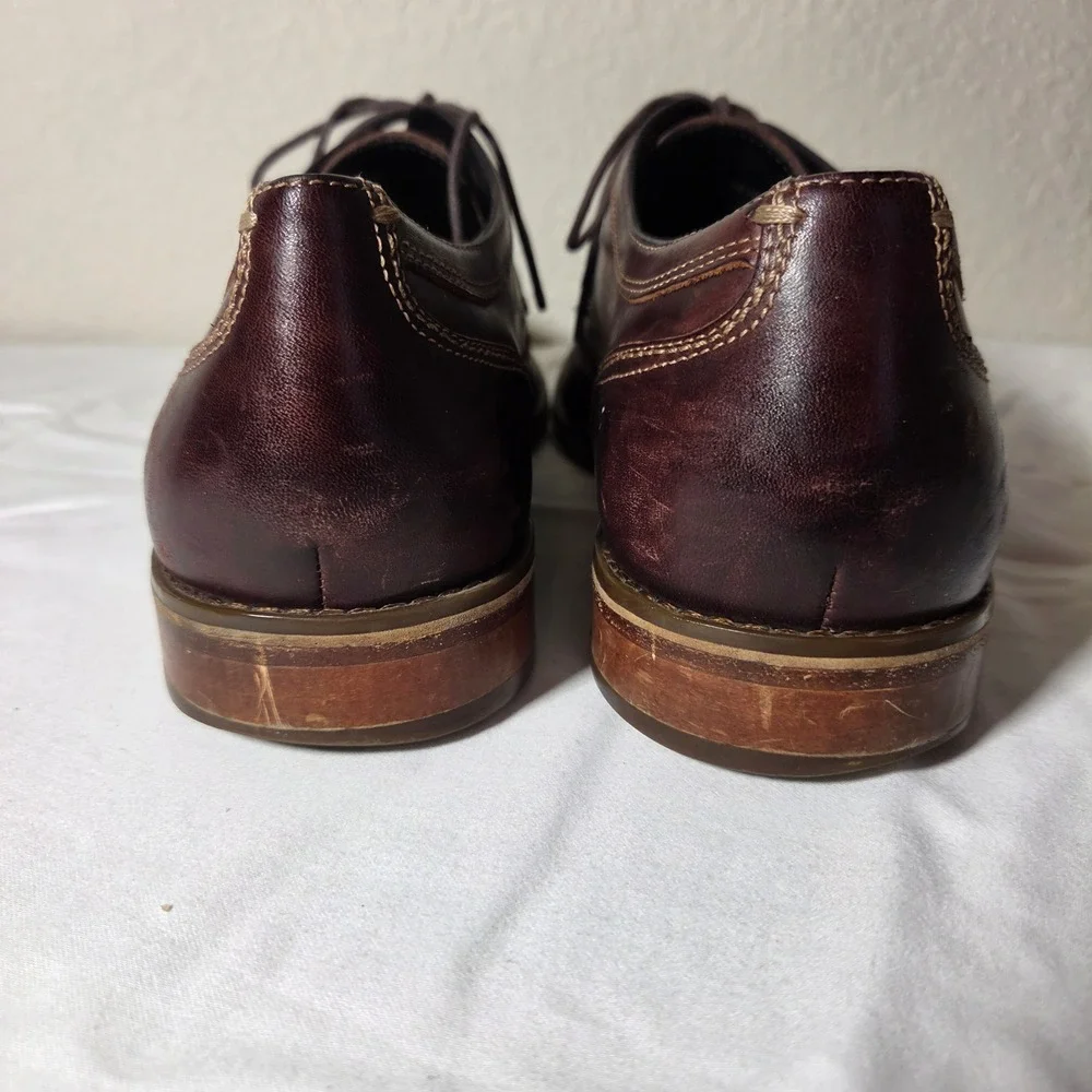 Johnston & Murphy Mens 11M Burgundy Leather Wingtip Oxford Dress Shoes 59-2218